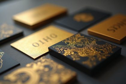 Finitions premium en impression avec dorure sur cartes de visite