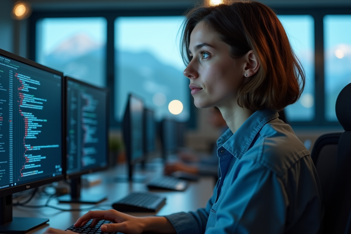 Analyste cybersécurité femme au travail à Grenoble