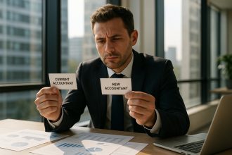 Personne d affaires réfléchie dans un bureau moderne compare deux cartes de visite
