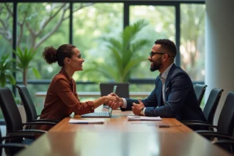 Homme et femme d'affaires se serrant la main à Mayotte