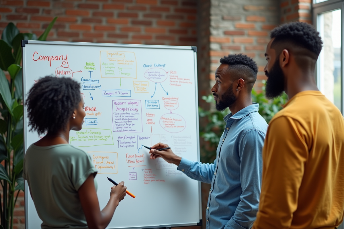 Equipe diverse discutant autour d