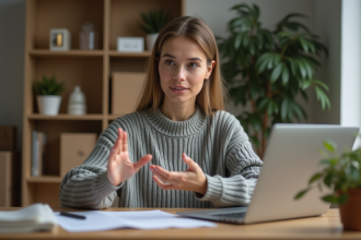Femme organisée travaillant à son bureau à domicile