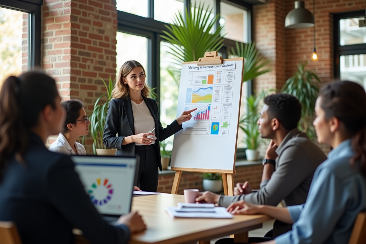 Jeune femme présentant un plan d