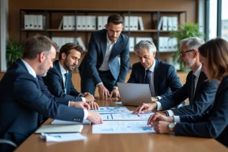 Groupe de professionnels en réunion autour d'une table