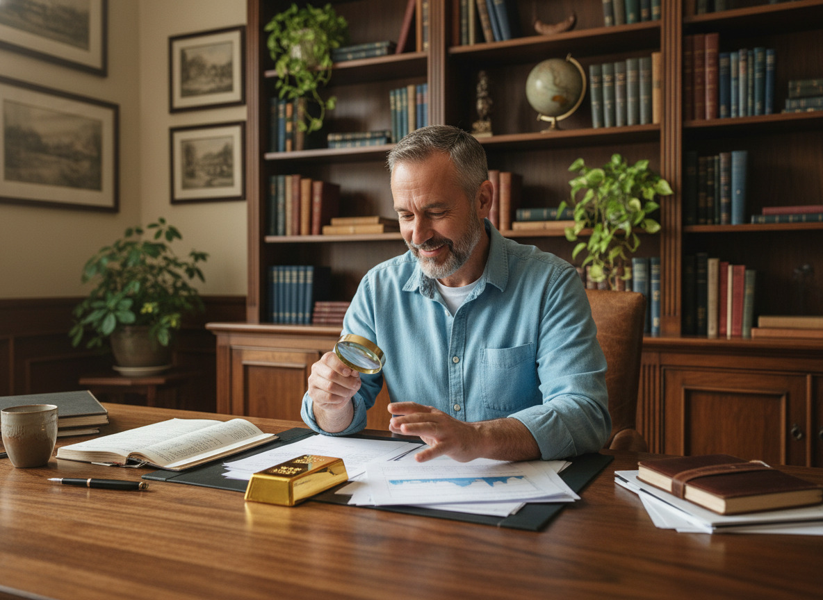 Homme examine un lingot d