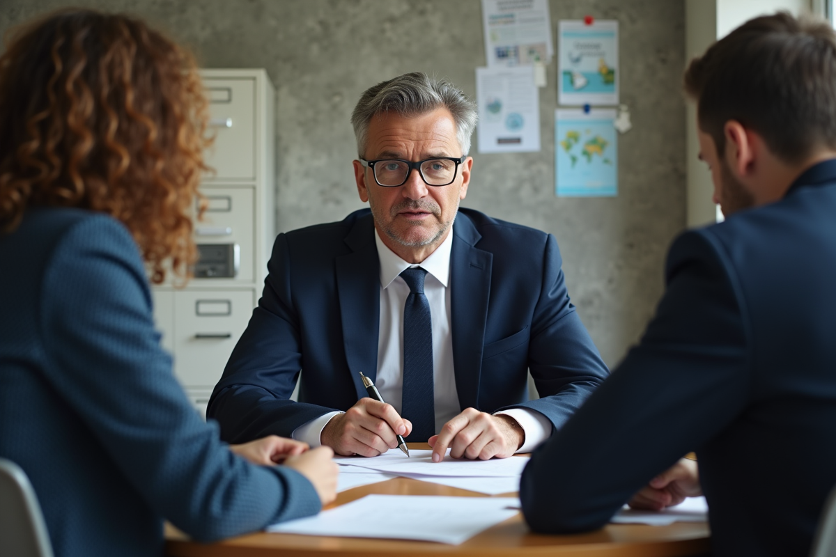 Homme en costume bleu lors d'une réunion municipale