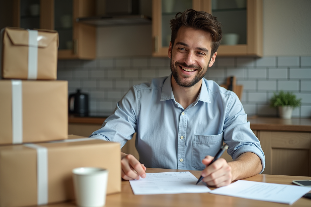 Homme préparant des documents pour une négociation salariale