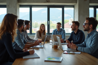 Groupe de jeunes fondateurs startup à Grenoble