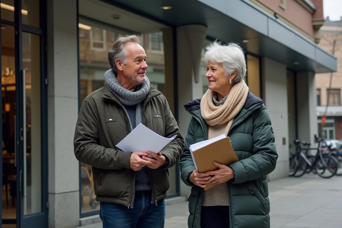 Représentants syndicaux discutant devant l
