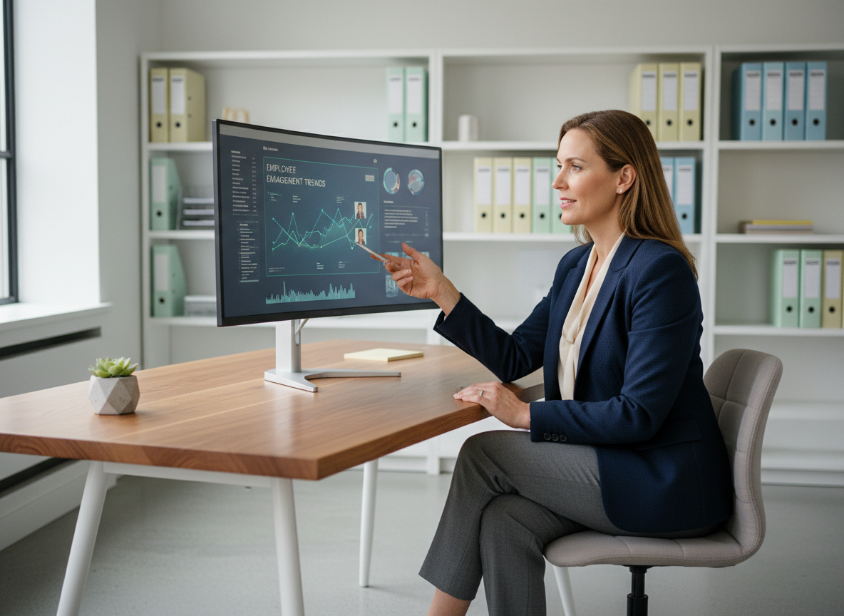 Responsable RH analysant graphiques et profils sur ordinateur