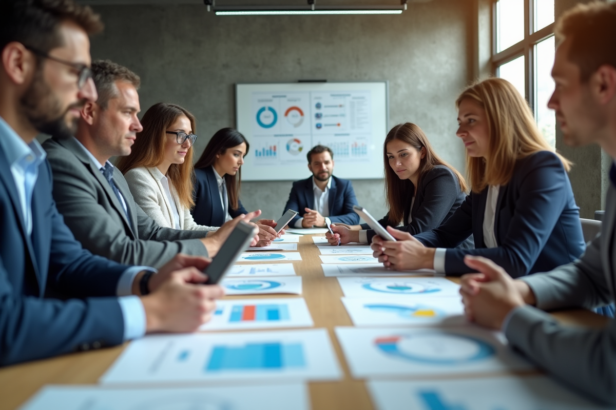 Groupe de professionnels marketing en réunion de brainstorming